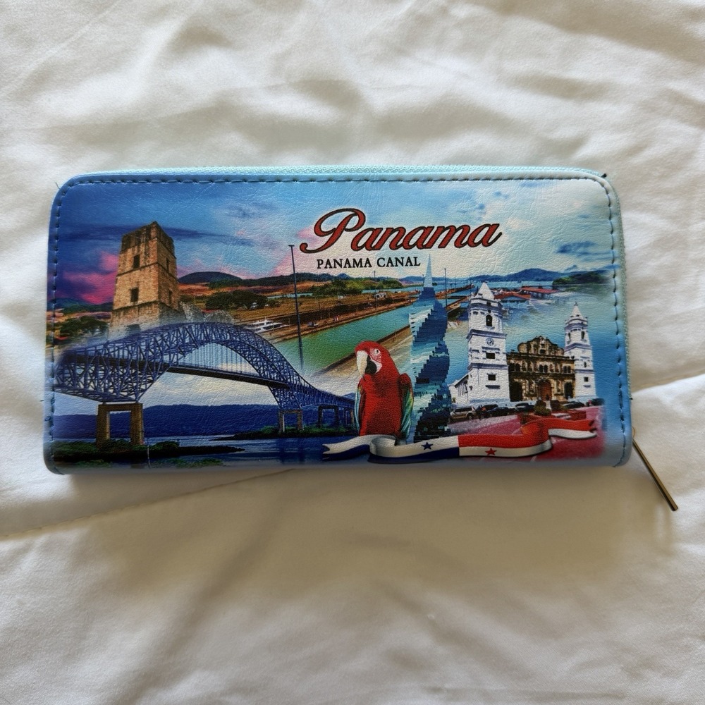 Panama Multicolor Zipper Wristlet Purse Wallet Canal - Picture 2 of 5